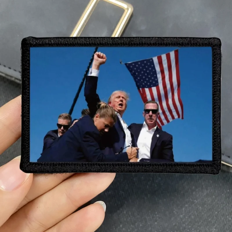 Тактический значок Trump Assassination Attemp нашивки Fight 2024 наклейка на рюкзак с