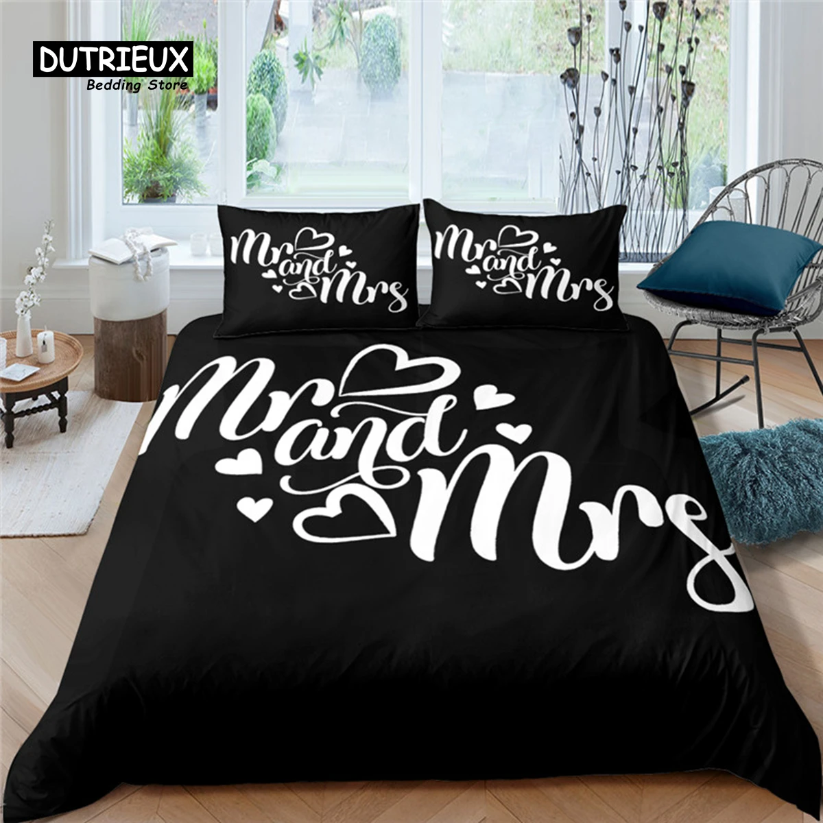 Роскошный комплект постельного белья 3D Мистер и Миссис для дома. Удобный
