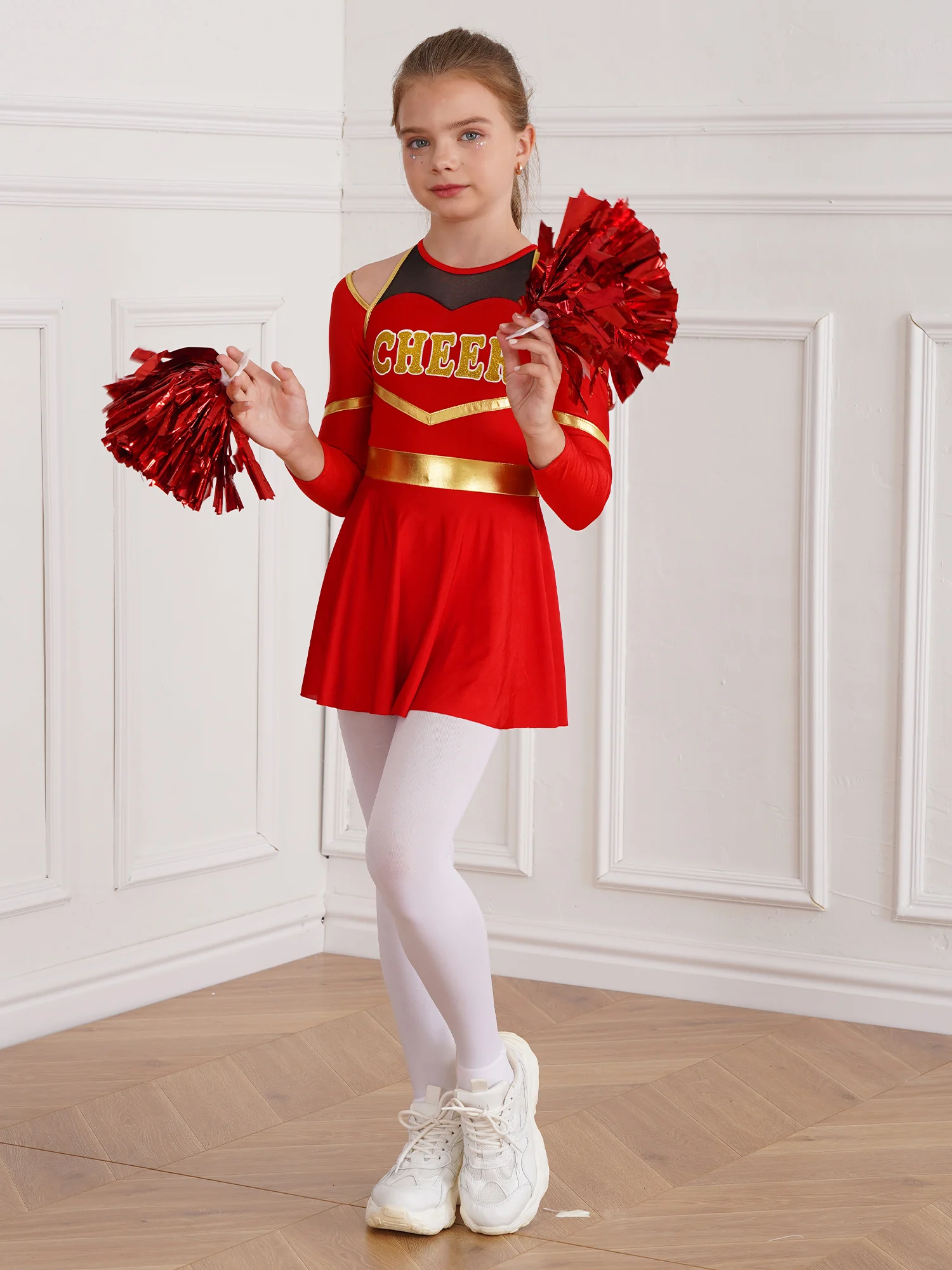 Детская танцевальная одежда Cheer Dance униформа для школьниц Детское трико с длинным