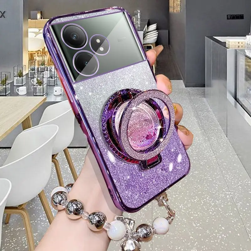 Для Realme GT6 GT6T Neo6 SE чехол роскошный блестящий держатель Магнитный Magsafe задняя