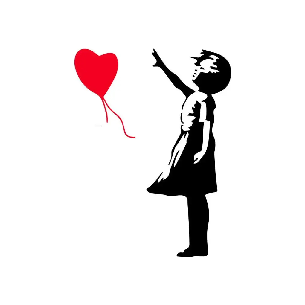 

Childhood Girl With Love Balloon PVC Wall Sticker Home Decoration Kids Room Bedroom Nursery Decoration Decal Graffiti Art Mural