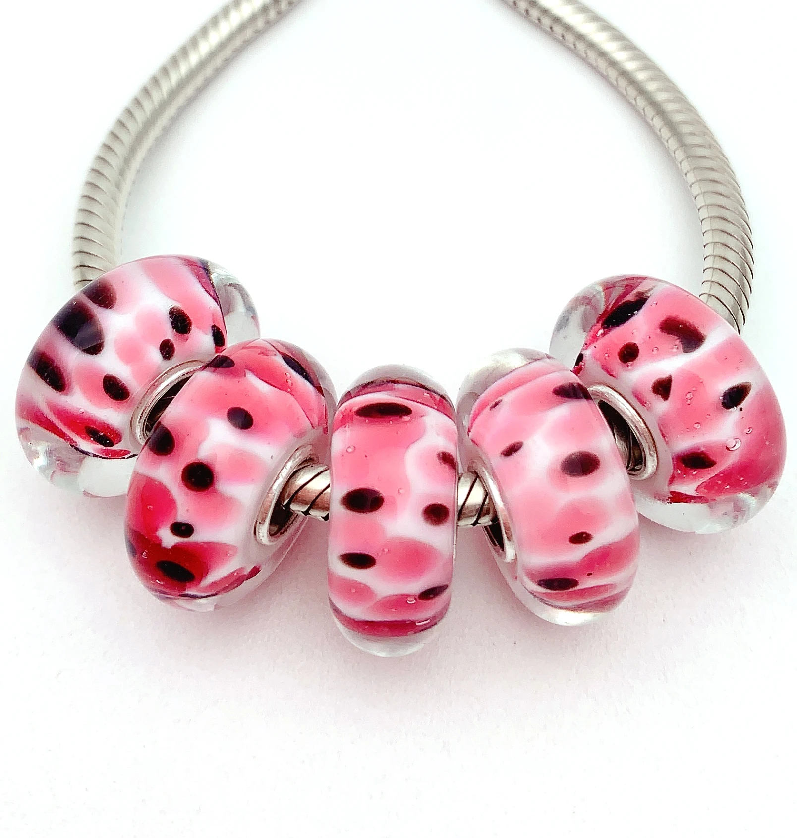 

YG775 5X 100% Authenticity S925 Sterling Silver Beads Murano Glassbeads NEW Fit European Charms Bracelet Diy Jewelry Lampwork