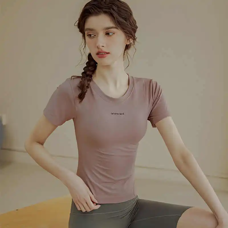 GymHUB Йога Топ Легкая эластичная быстросохнущая спортивная футболка для фитнеса с