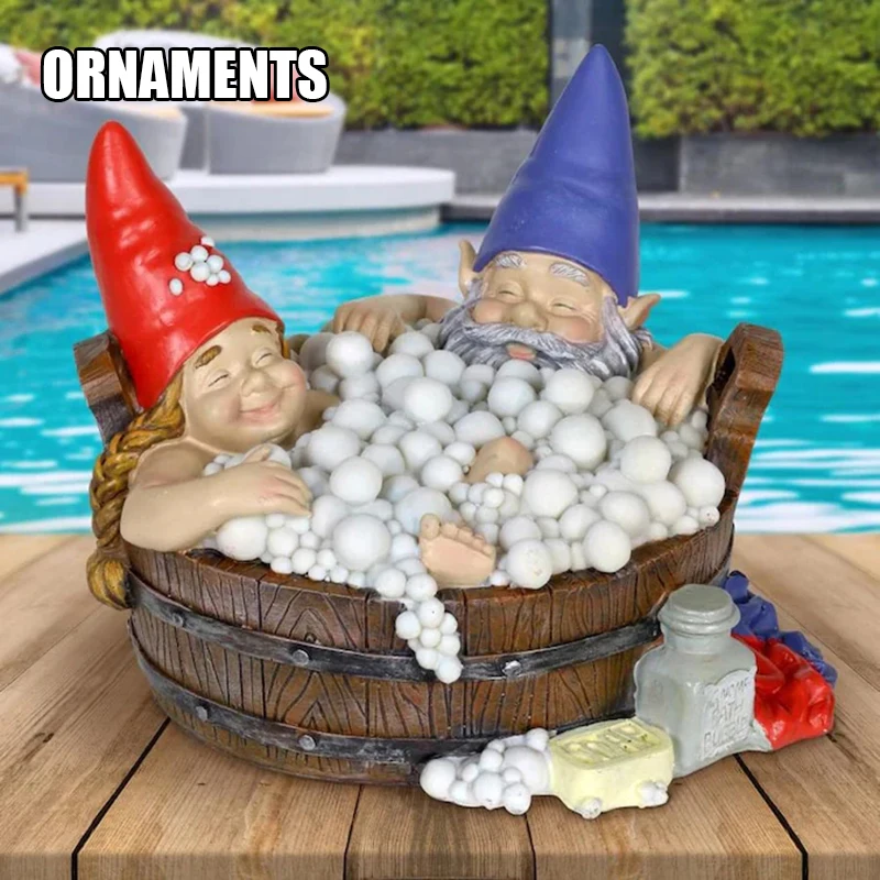 

Bubble Bath Statue Resin Bathing Gnomes For Yard And Porch