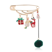 new style christmas brooch dripping oil santas elk bell series pendant hair ball paper clip badge gift
