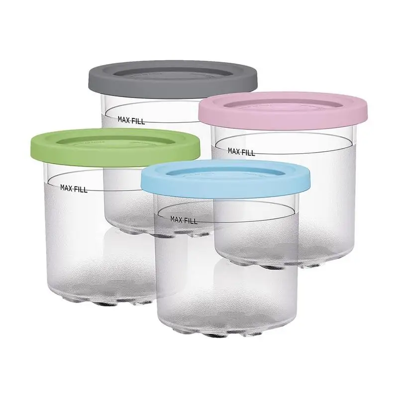 

Ice Cream Containers For Ninja NC299AM C300s Series 4 Pcs Reusable Homemade Ice Cream Pints Cup Storage Jar With Sealing Lid