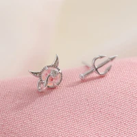creative design colourful trendylittle devil stud earring asymmetry devil ear earrings for women girl jewelry