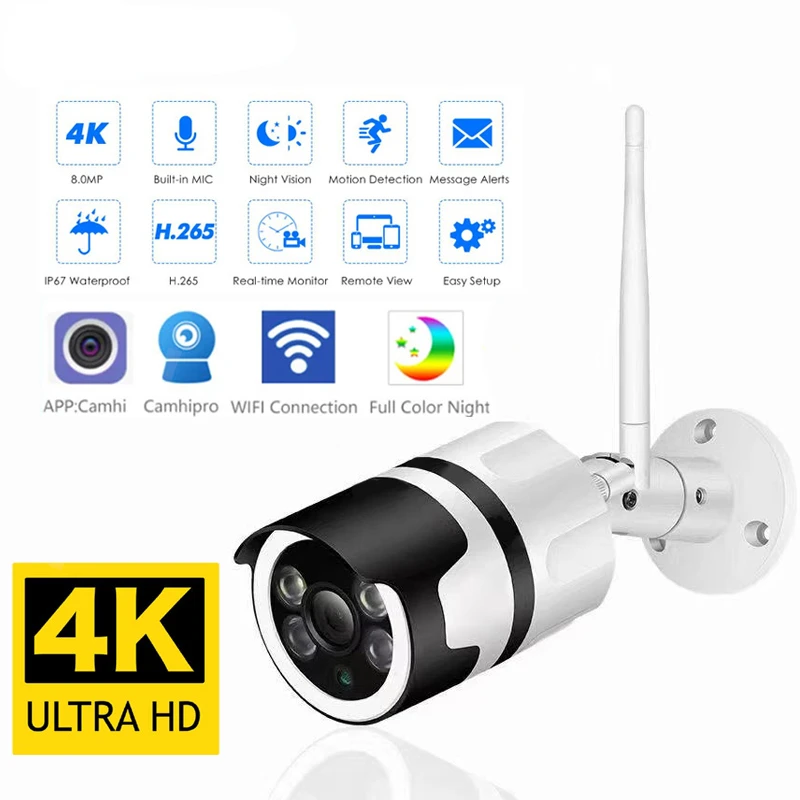 

Wifi 8MP 4K IP Camera Camhi Camhipro Outdoor H.265 Onvif Bullet CCTV Array Night Vision IR 5MP POE Video Surveillance Camera