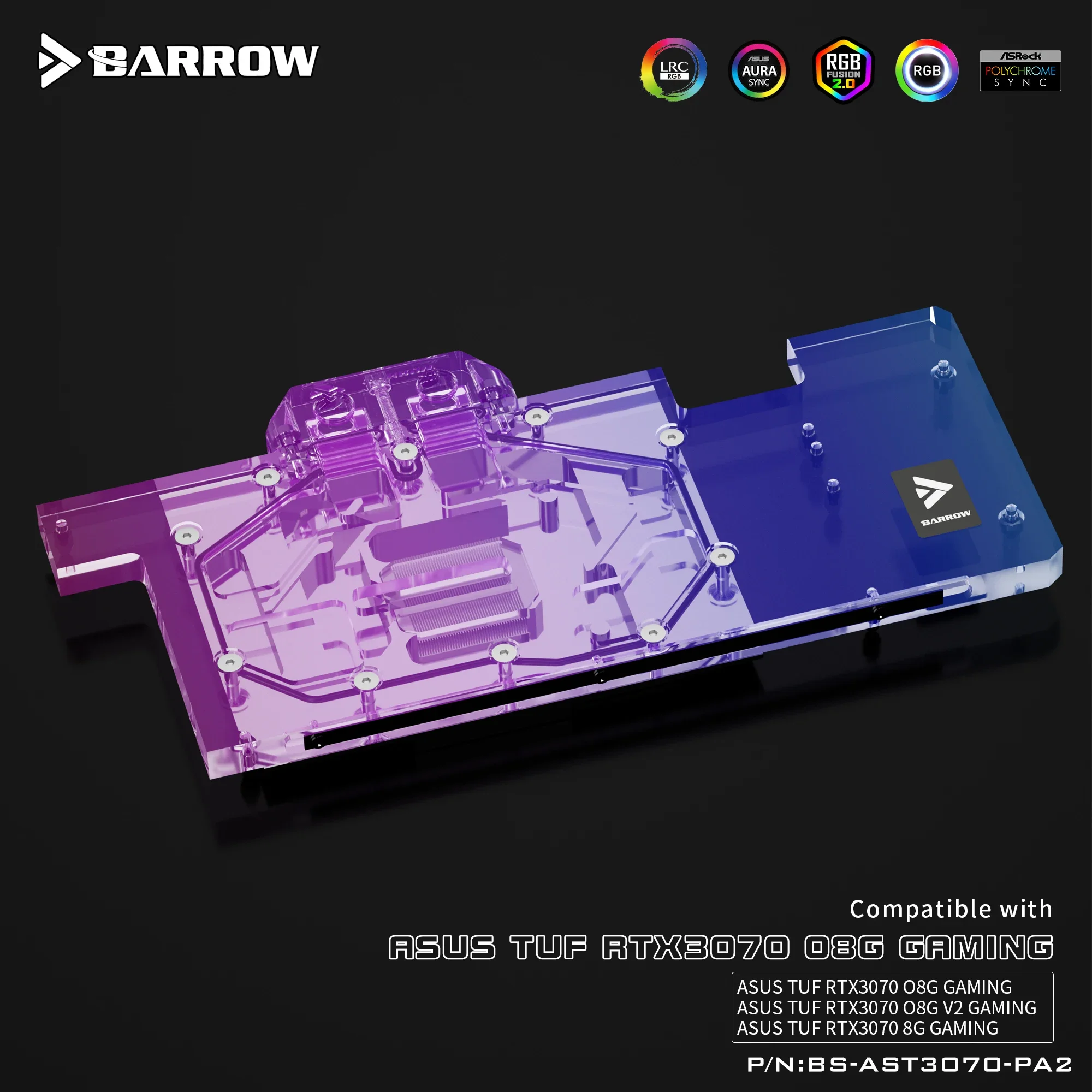 Блок водяного охлаждения графического процессора Barrow 3070 для игр ASUS TUF RTX3070 8G кулер