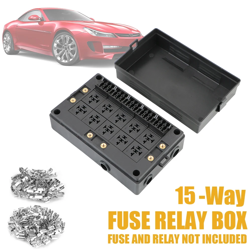 

Car Auto Replacement Part Holder Block Black 15 Way Fuse Relay Box Circuit Protector Terminal