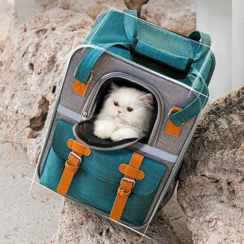 

Gato mochila com janela de malha respirável pet bag gato transporte caixa viagem ao ar livre dobrável mala transportadora para
