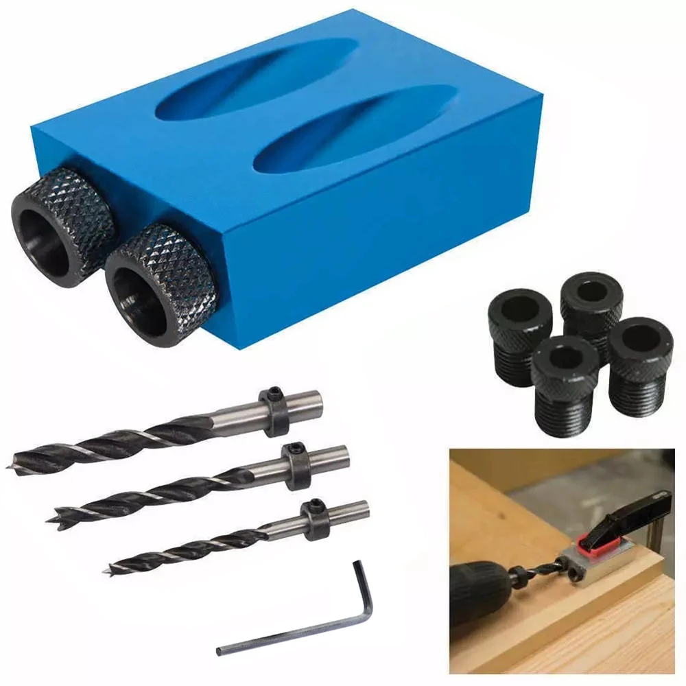 

Pocket Hole Screw Jig 15 Degrees Dowel Drill Joinery Kit Carpenters Wood Woodwork Guides Joint Angle Locator Tool