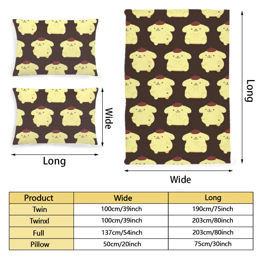 Постельное белье Sanrio Pompompurin в комплекте одинарное льняное покрывало