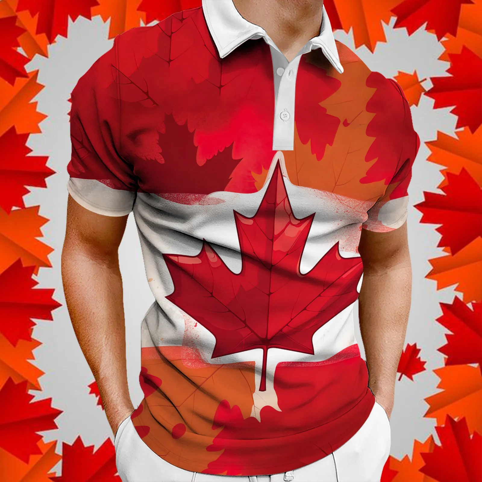 Мужская летняя рубашка-поло с отложным воротником на День независимости ретро