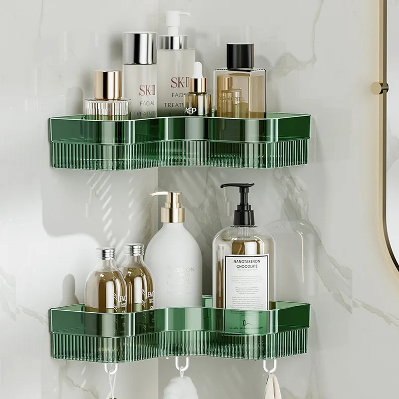 

Light Luxury Bathroom Triangle Stroke Wall -Mounted Shower Corner Cadrid Storage Shelf Multi -Stranged Kitchen Organizer Relics