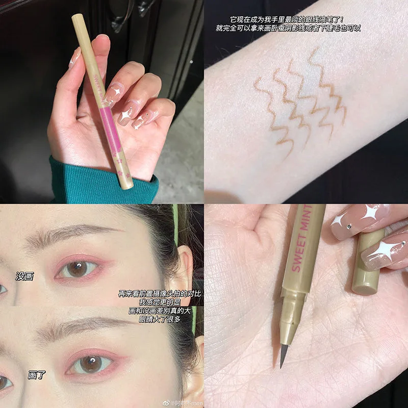

Brown Lying Silkworm Liquid Pen For Beginners Easy To Use Portable Waterproof Make Big Eyes Pencil Makeup Tool Wholesale