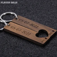 paired wooden keychain personalized date letter couple keychains customized key ring valentines day gift for boyfriend keyring