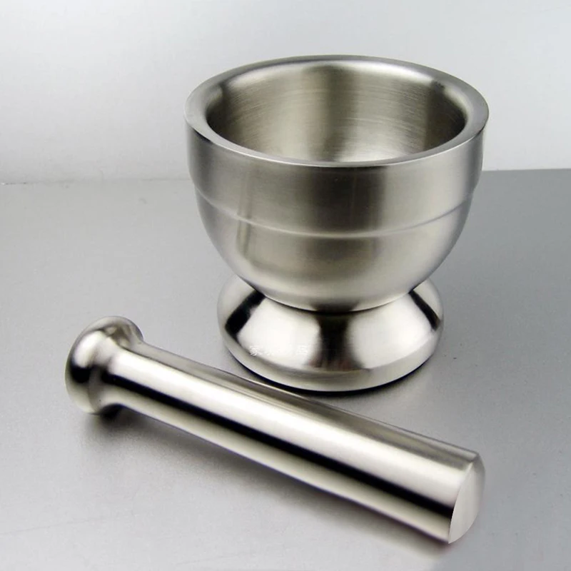

Stainless Steel Mortar Pestle Set Floor Plates Pot Garlic Spice Grinder Pharmacy Spice Bowl Mill Grinder Crusher Kitchen Tool