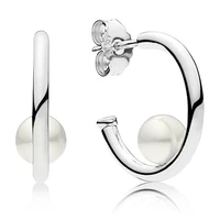 original sparkling contemporary with pearls hoop earrings for women 925 sterling silver wedding pandora jewelry