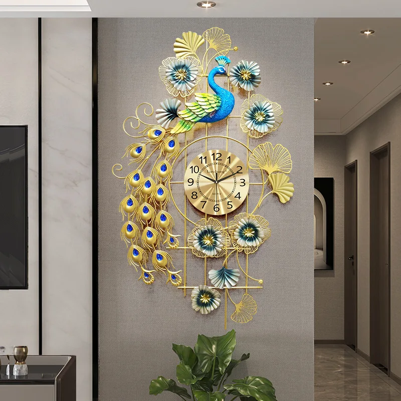 

Wall Clock Living Room Peacock Decorative Clock Fashion Personality and Creativity Chinese Style European Entry Lux Clock