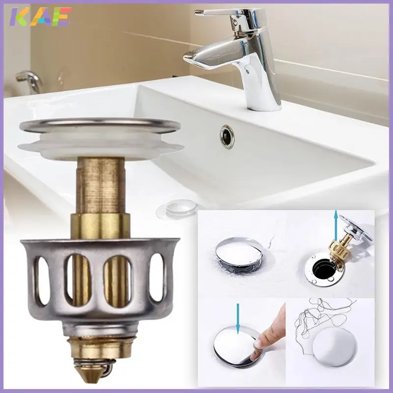 

1pc Universal Bouncing Core Filter Cover with Basket Shower Floor Drain Bathroom Plug Trap Hair Catcher Basin Faucet Accessories