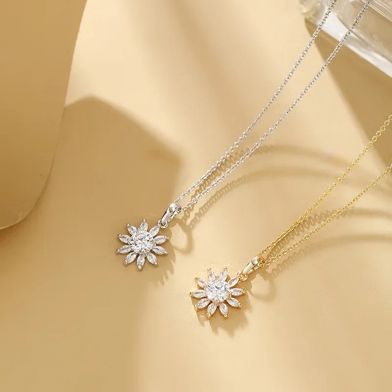 Лидер продаж роскошный кулон с цветком циркона легкий нишевый дизайн