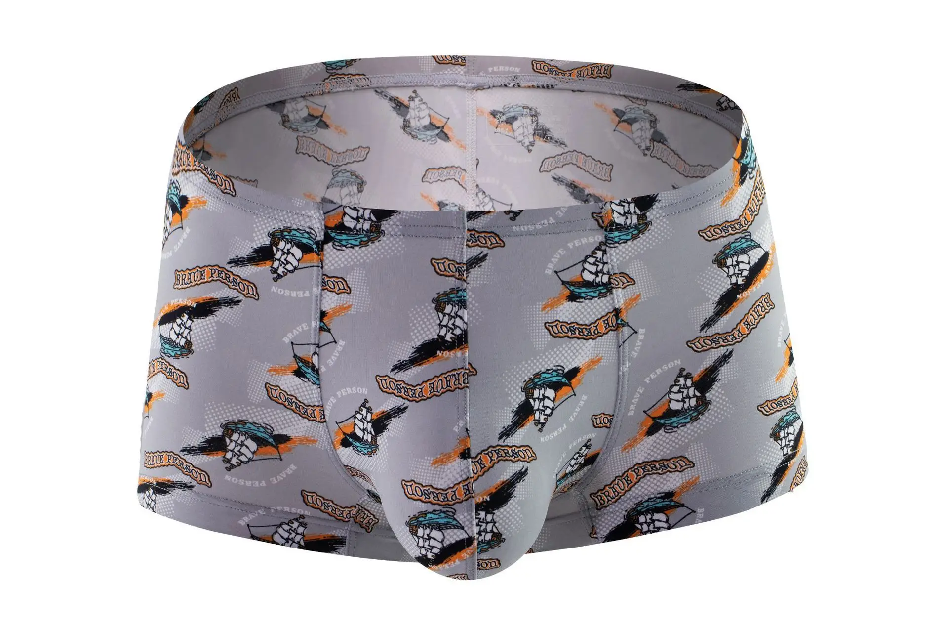 

Мужское нижнее белье бренда BRAVE PERSON 2023, мужские боксеры, мужское нижнее белье с зеленым нейлоновым принтом и выпуклым карманом