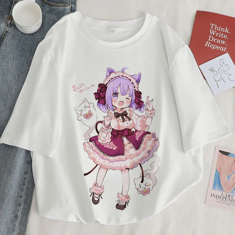 

Футболка женская с милым аниме принтом, модный топ в стиле Харадзюку, повседневная в Корейском стиле, Y2k, лето 2022