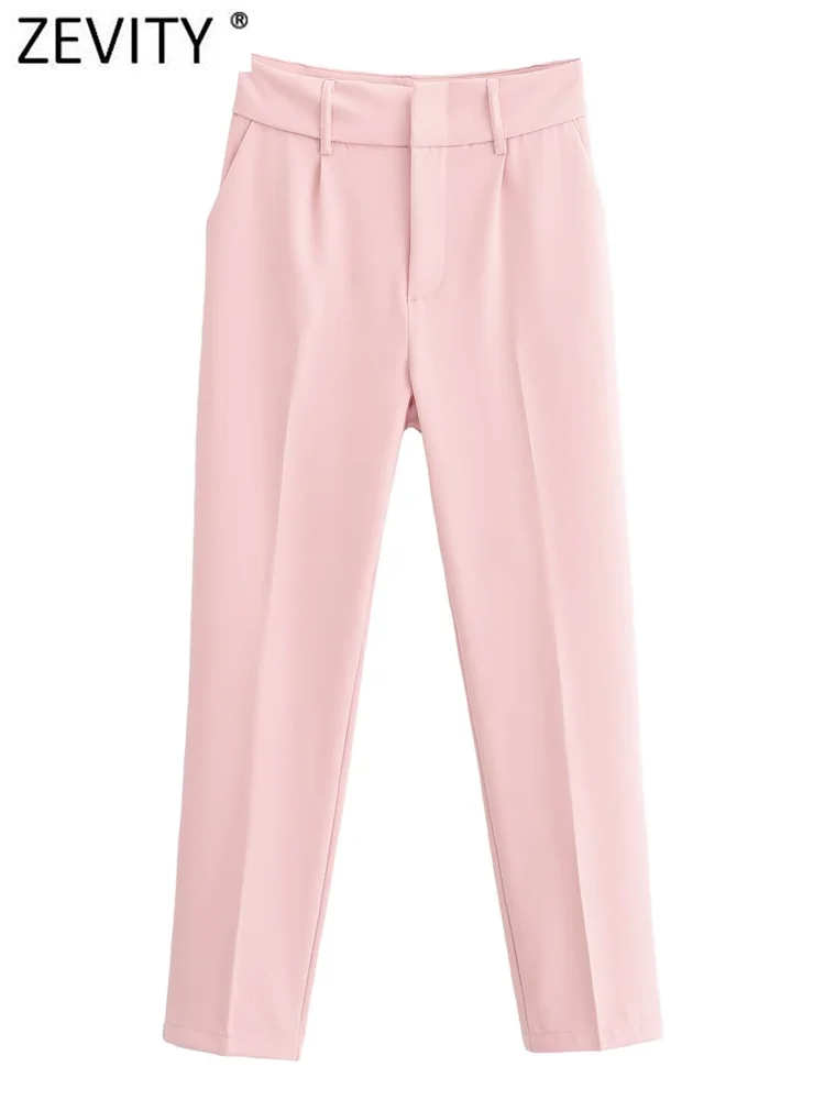 Zevity 2024 женские модные костюмные брюки с высокой талией офисные брюки-карандаш на
