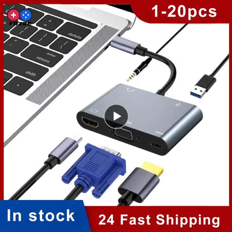 

Vga Pd Adapter Docking Station Usb Splitter Usb-c To 4k HDMI-compatible Type-c Hub 5 In 1 4k 30hz Expansion Dock