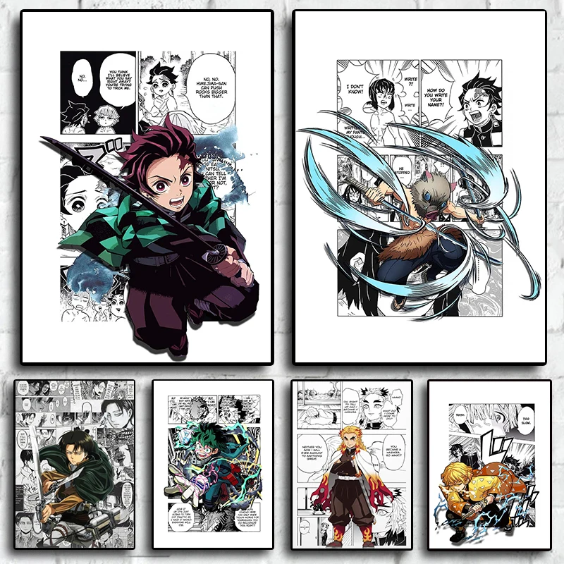 Плакаты из аниме «рассекающий демонов» Tanjirou Inosuke, японские комиксы, скандинавские принты, настенное искусство, эстетическая детская комната, Картина на холсте