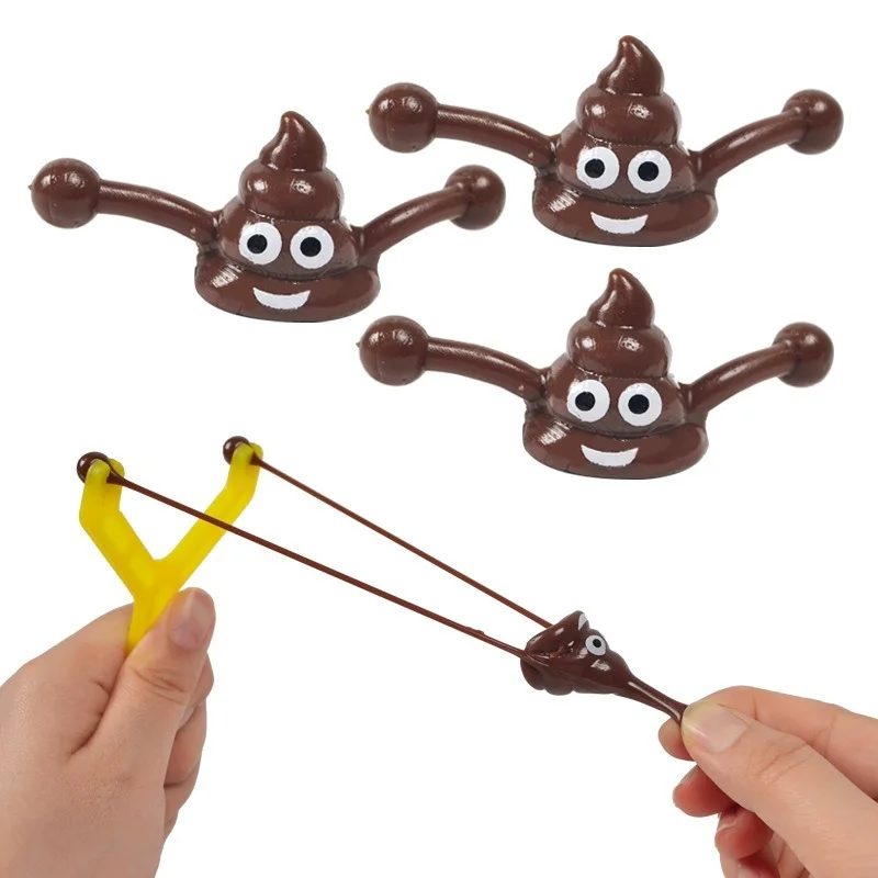

Funny Catapult Launch Poop Toys Slingshot Poop Antistress Practice Elastic Flying Finger Excrement Sticky Decompression Toy