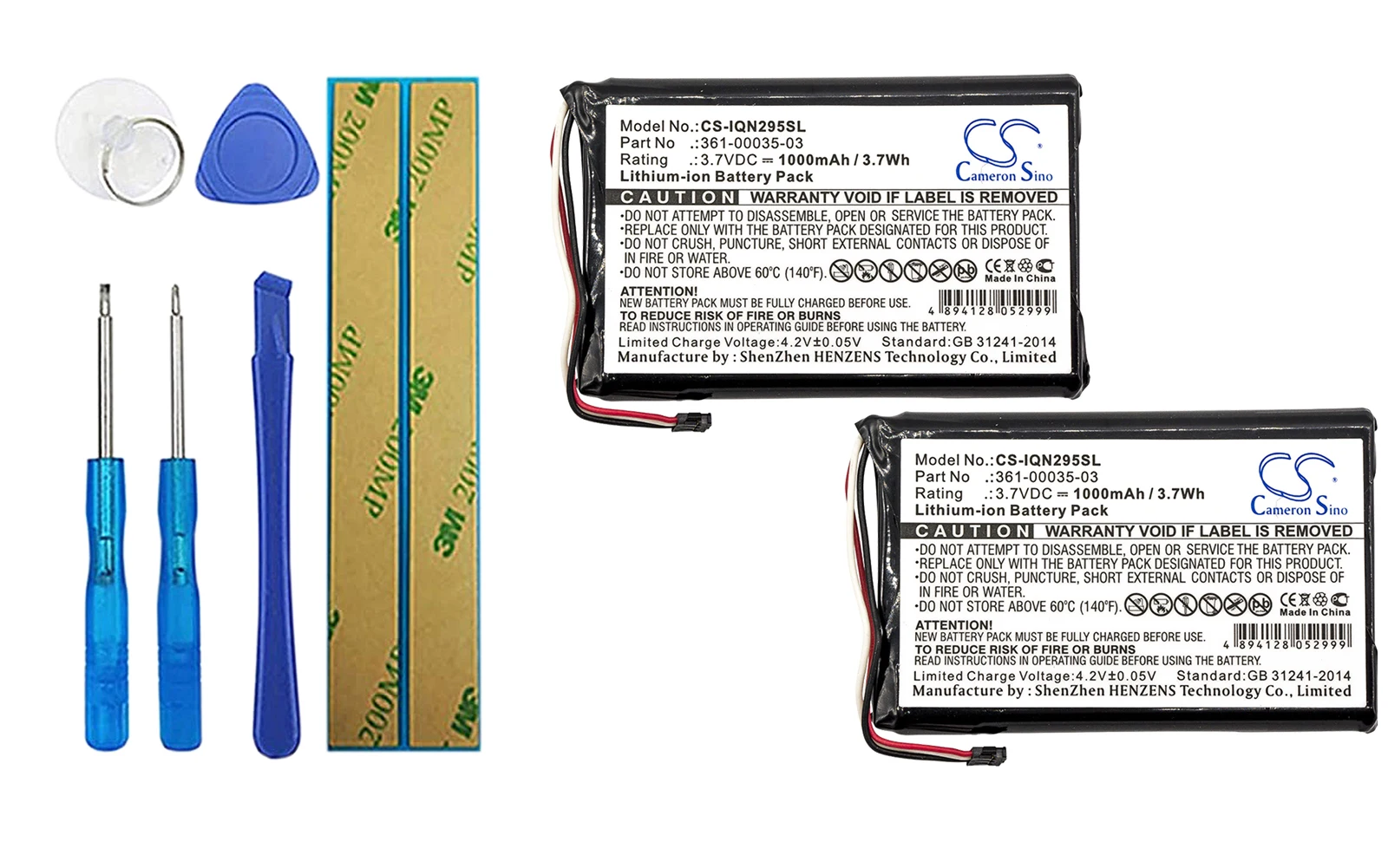

2pack 1000mA Battery for Garmin 010-01316-00, A3AVDG03, Nuvi 2405, Nuvi 2405LT, Nuvi 2447 361-00035-03, 361-00035-07