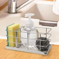 Sponge Holder for Kitchen Sink,304 Stainless Steel Kitchen Sink Organizer Sink Tray Drainer Rack Hanging Adjustable