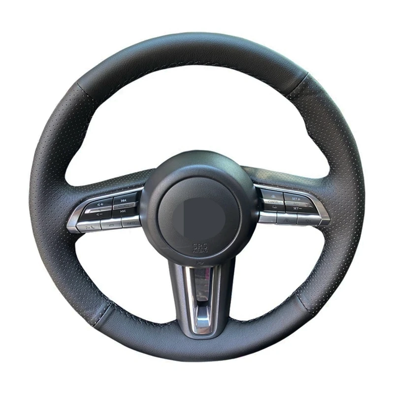 

Anti-Slip Car Steering Wheel Cover Hand-Stitched Black Artificial Leather For Mazda CX-30 CX30 2020 Mazda 3 Axela 2020