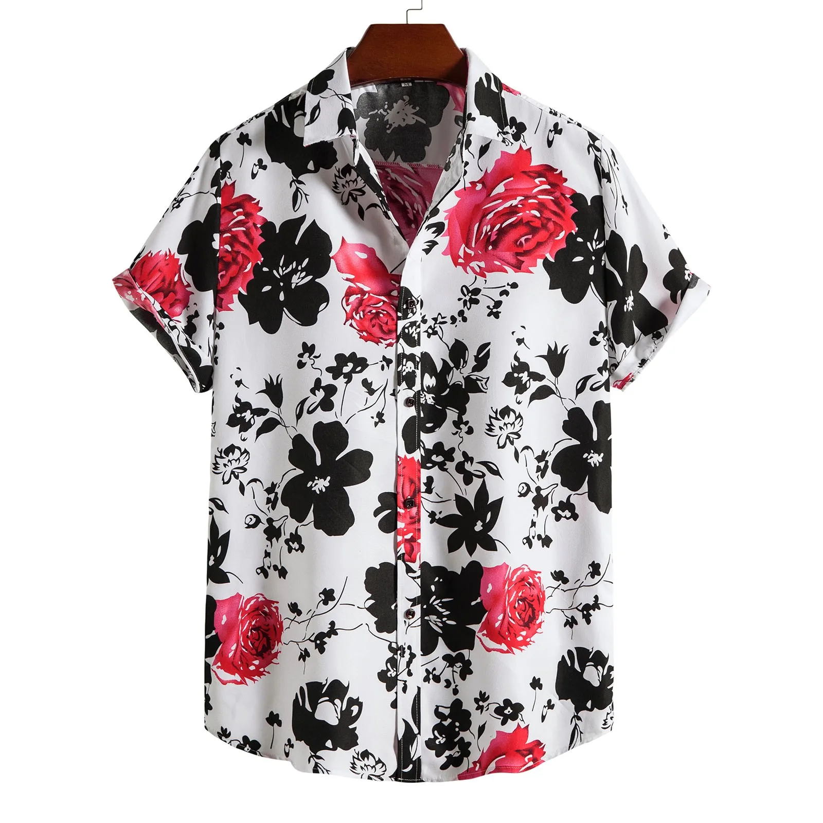 

Men Summer Printed Cardigan Casual Button Down Short Sleeves Shirts Floral Long Sleeve Shirt