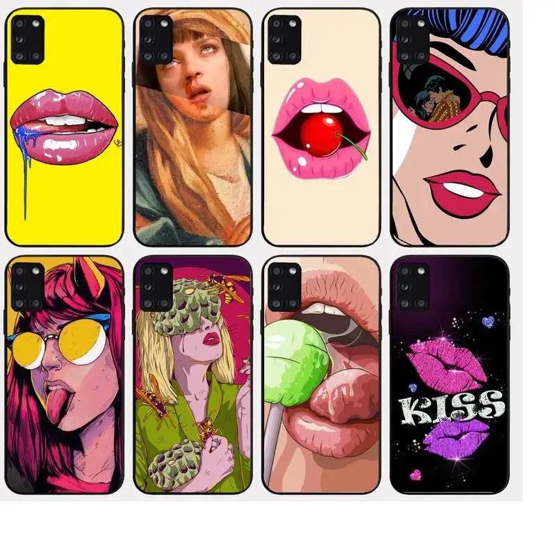 

Fashion woman Lips Phone Case fundas shell cover for Samsung Galaxy S21 A51 A50 A71 A52 A72 S20 A21S Note 20 10Lite Plus