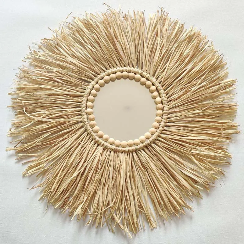 

Natural Raffia Straw Wall Hanging Crafts Creative Nordic Homestay Living Room Bedroom Decoration Photographic Props Ornament