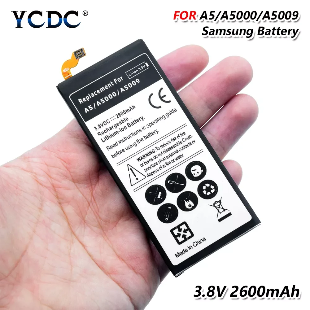 

1PC 3.8V 2600mAh A5/A5000/A5009 Lithium Rechargeable Battery For Samsung Galaxy SM-A500F/SM-A500FU/SM-A500K/SM-A500H