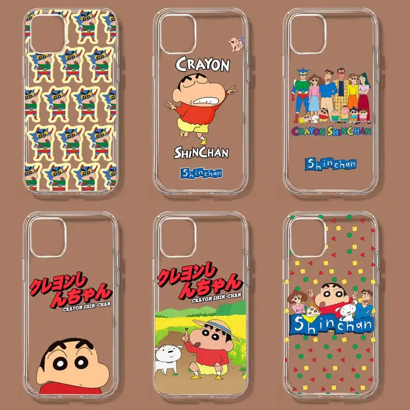 

Crayons S-Shin Cute Boys Chans Phone Case For iPhone 11 12 Mini 13 14 Pro XS Max X 8 7 6s Plus 5 SE XR Transparent Shell