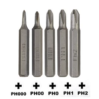 5pcs hex shank 28mm cross screwdriver bits ph0000 ph000 ph00 ph0 ph1 ph2 4mm anti slip magnetic single head nutdrivers tool part