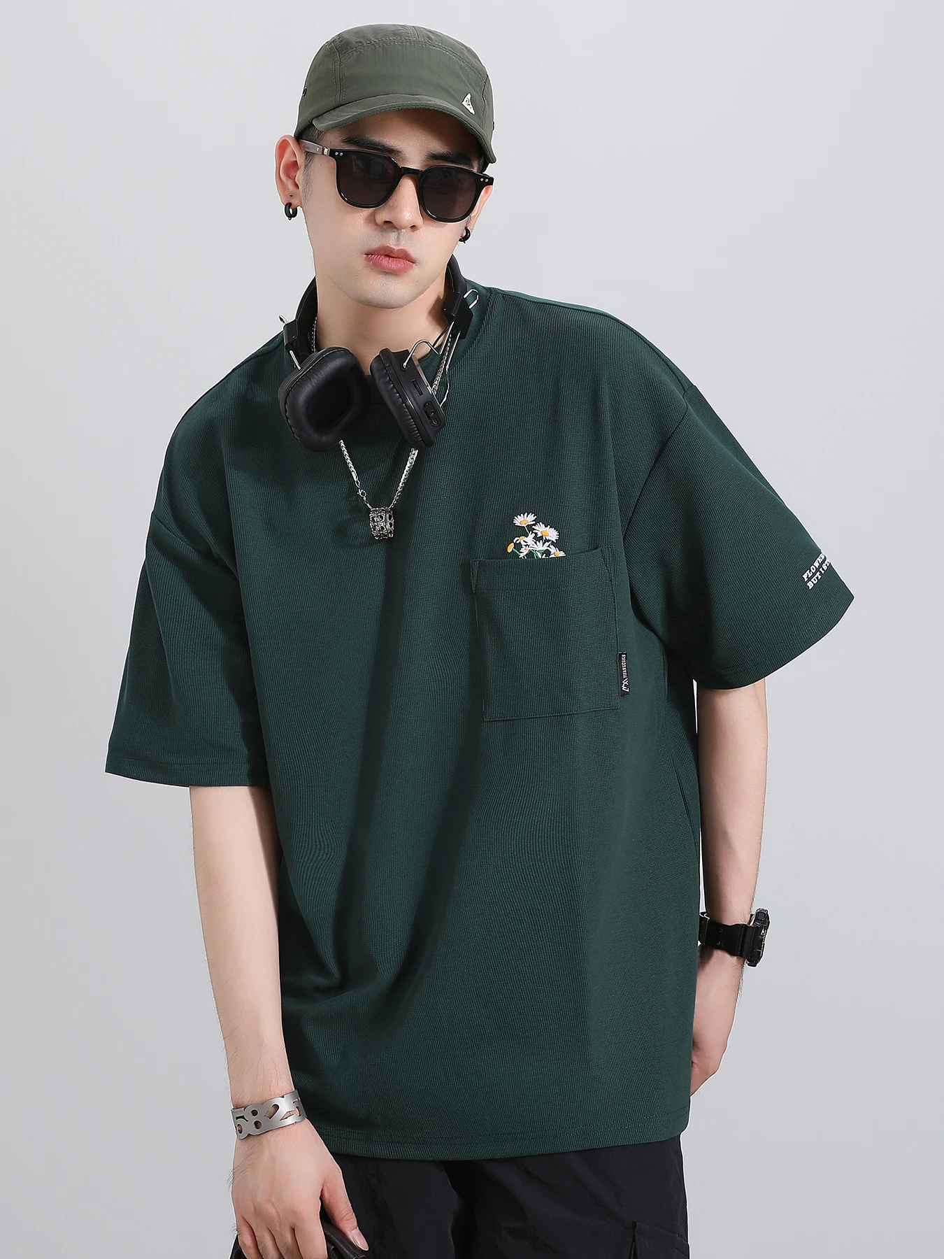 Футболка мужская с коротким рукавом тонкая Свободная рубашка из вискозы