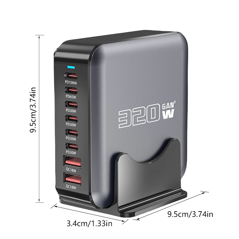 Новое многопортовое сверхбыстрое зарядное устройство GaN мощностью 320 Вт подходит