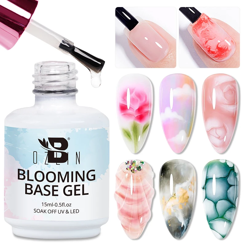 BOZLIN 15 мл Прозрачный гель-лак с цветущей базой UV LED Soak Off Nail Art Polish For Spreading Effect