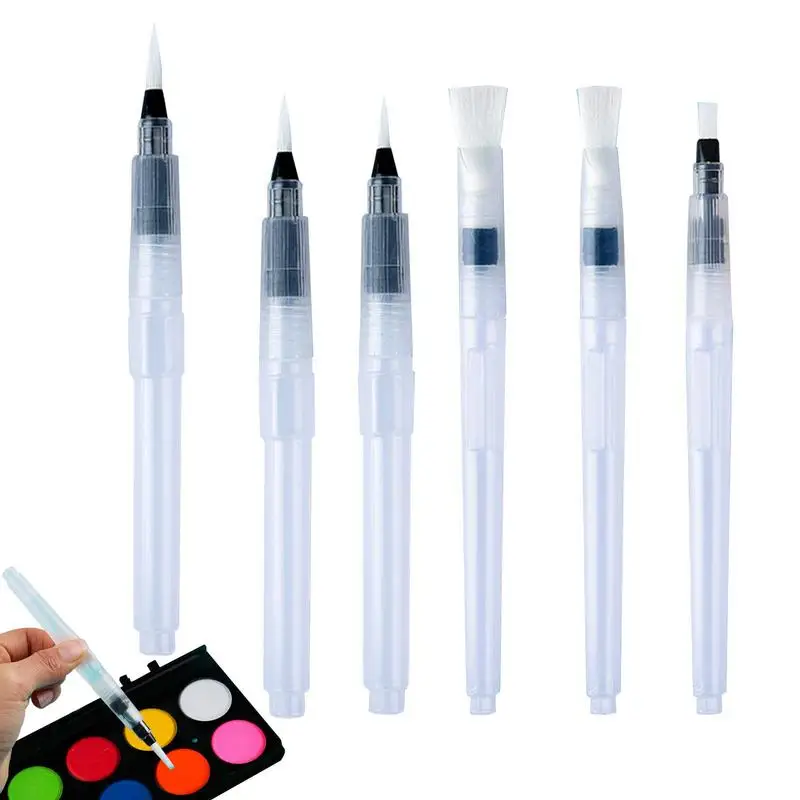 

Water Brush Water Paint Brush Set Pens 6pcs Water Color Brush Multipurpose Lettering Painting Markers For Beginners