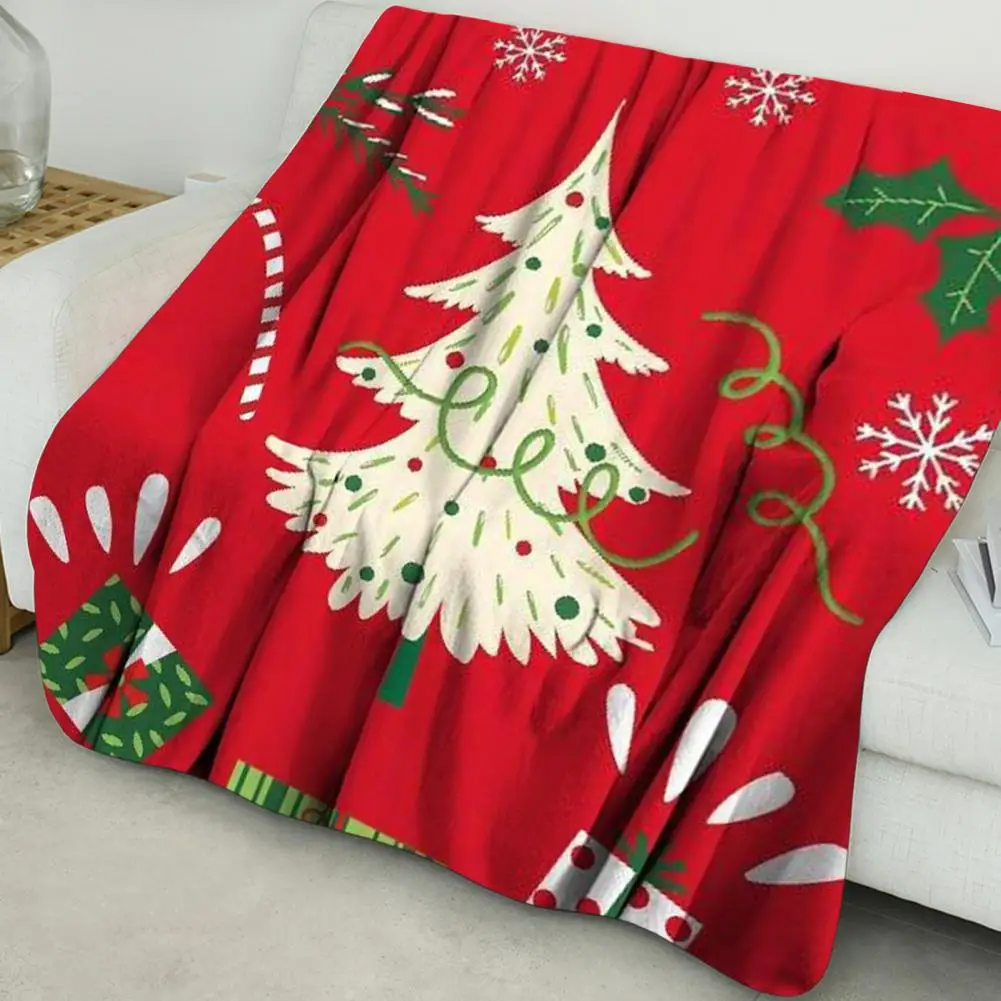 Holiday Season Blanket Cozy Flannel Fleece Christmas Tree Throw Blanket Soft Durable Breathable Decorative Couch Bed for Keep