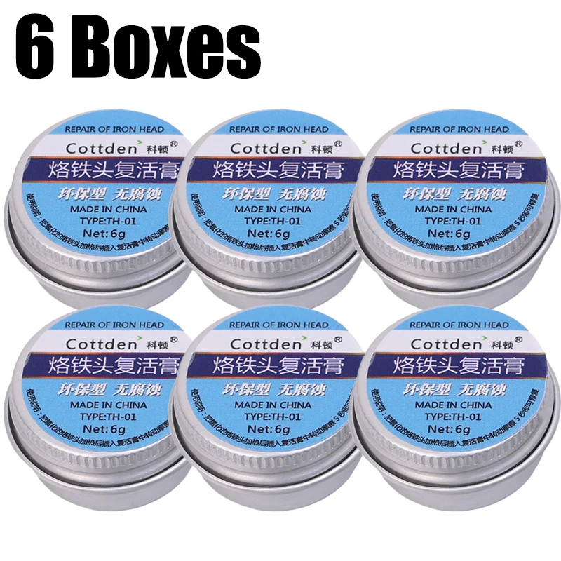 

6/1 шт., освежитель жала для паяльника, эффективный ремонт, электрическая оксидная головка, антипригарный оловянный чистящий крем, бессвинцовая воскрешение