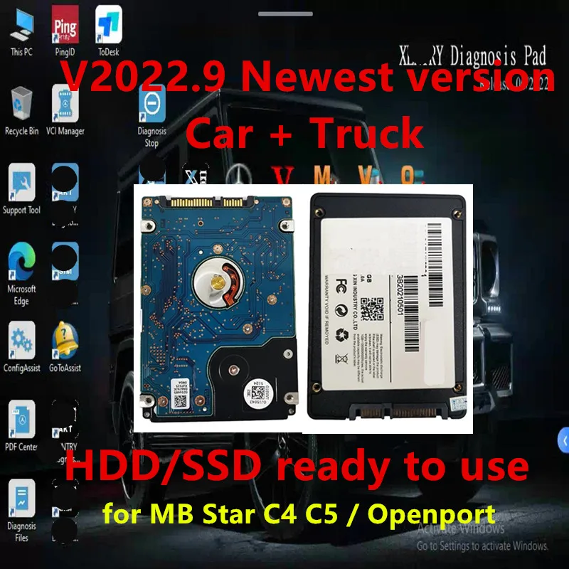 2022/09 MB Star C4 C5 SD Подключение новейшее программное обеспечение 320GB HDD 360GB SSD DTS ccc/Xentry/DSA/EPC/WIS установлено, подходит для 95% ноутбука