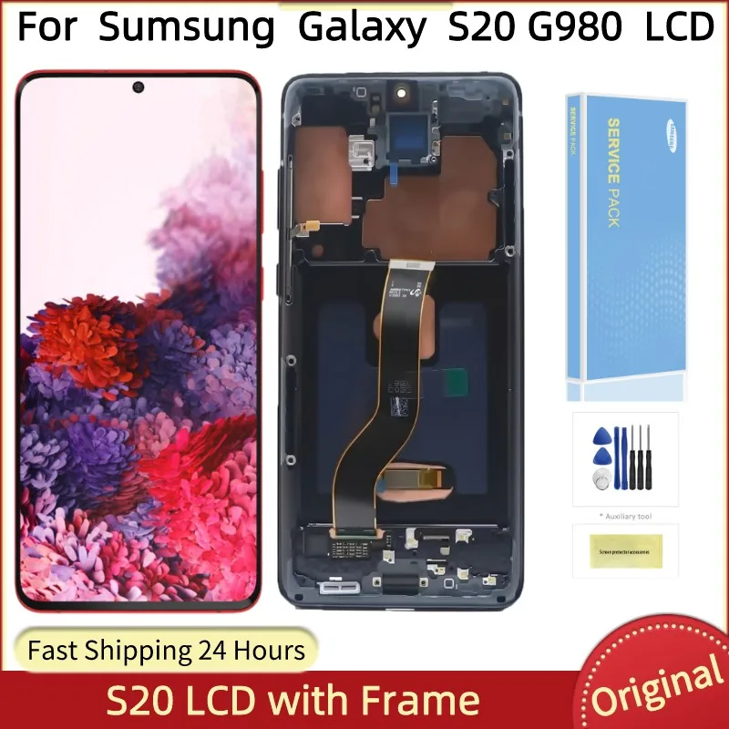 Original  AMOLED LCD Display For SAMSUNG Galaxy S20 Lcd G980 G980U G980F/DS Display Touch Screen Digitizer Assembly With defect.