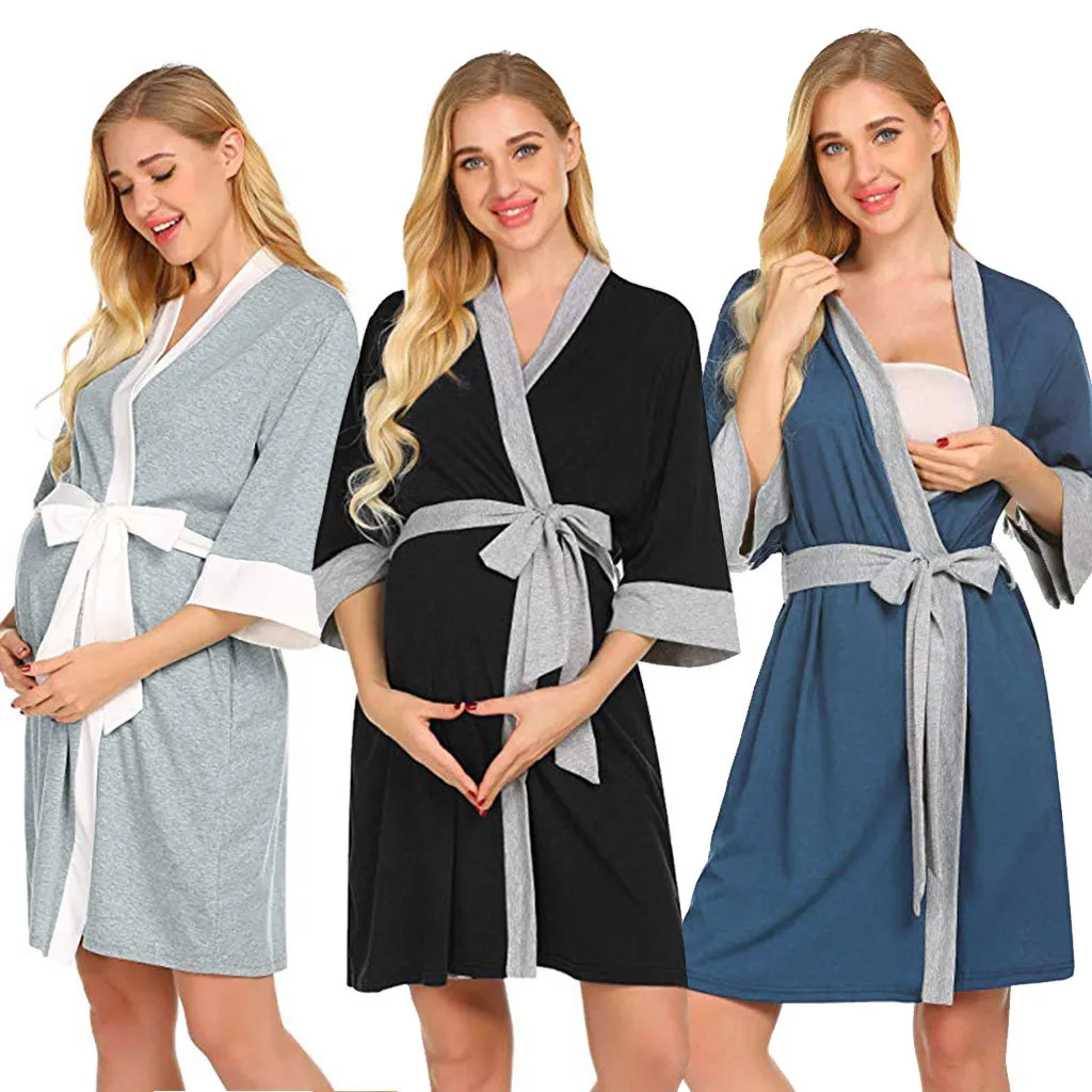 

Maternity Robe Pregnant Women Nursing Nightwear Sleepwear Ropa Mujer Japanese-style Kimono Bathrobe Robe Home Service Pajamas